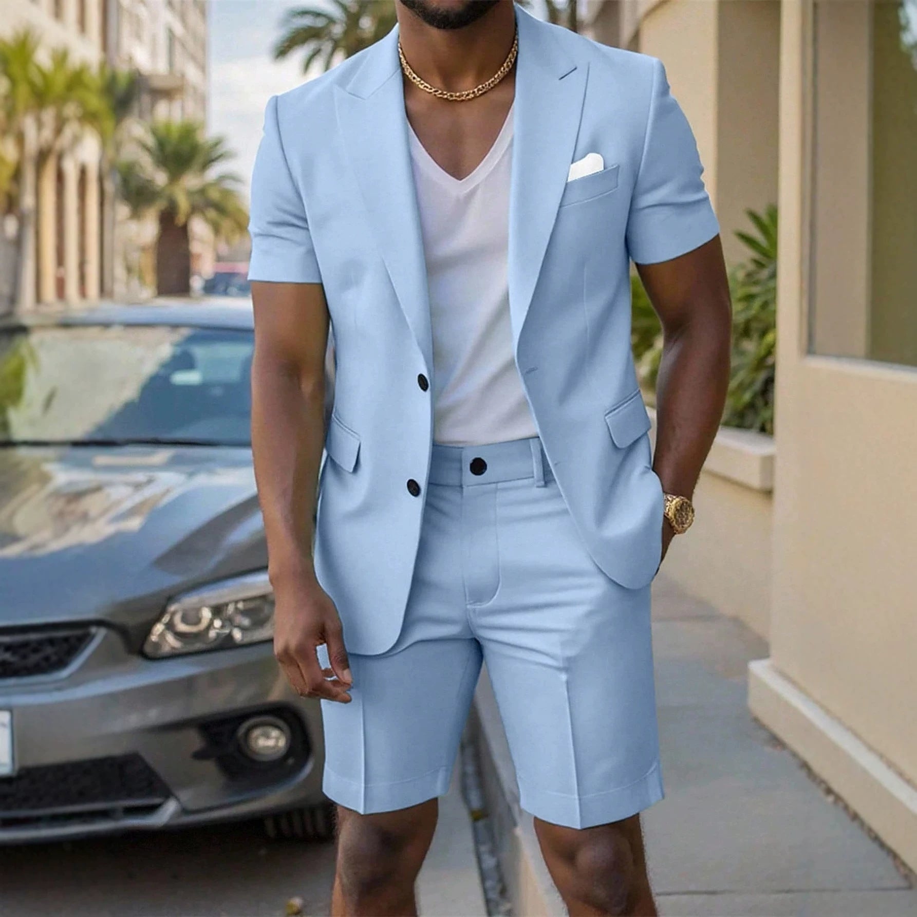 Men's Short-Sleeve Two-Piece Suit