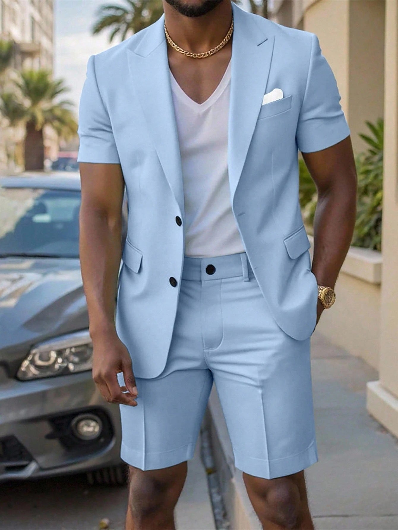 Men's Short-Sleeve Two-Piece Suit